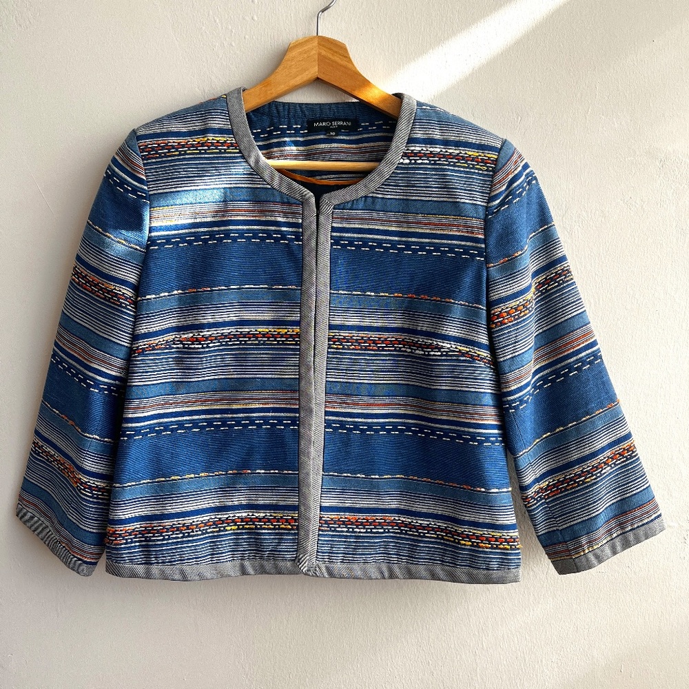MARIO SERRANI Cropped Striped Blazer